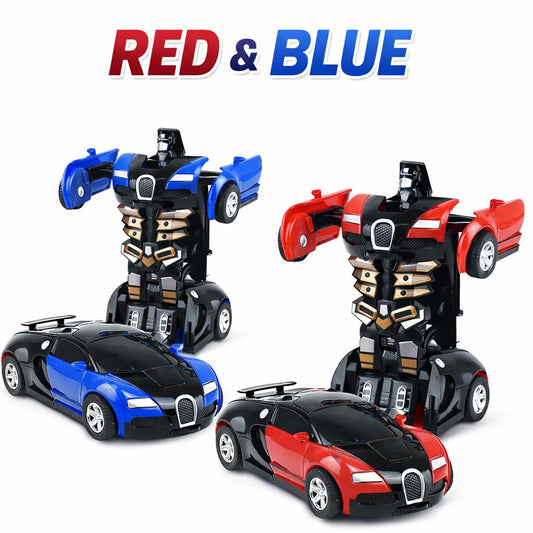 Fiddlys Battery Operated Transforming Car Robot Toy for Kids 3+ | 2-in-1 Auto Convert Car to Robot with Lights & Sound | 360° Rotating Action | Boys & Girls Indoor Outdoor Toy