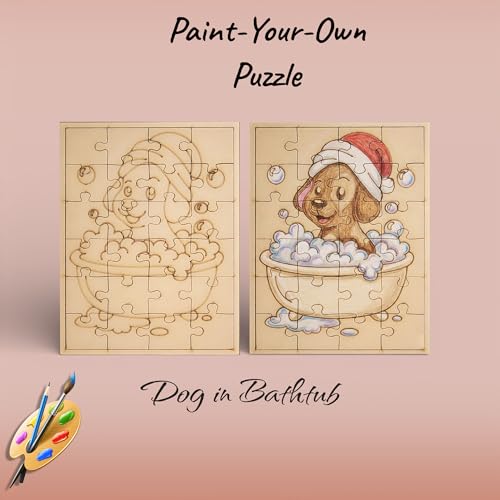 Fiddlys DIY Color Fill Wooden Jigsaw Puzzle Set for Kids (Age 4+) | 3-in-1 Paint-Your-Own Puzzle Collection | 24 Pieces Each Puzzle | Educational Toy (Cute & Fun Animals)
