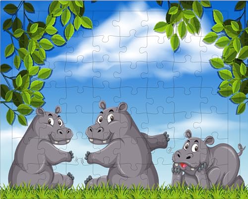 Fiddlys 54 Pcs Wood Jigsaw Puzzles for Kids & Children Age 6+ Double Layered Wooden Puzzles with Bright Front & Back Print Puzzle for Kids-Educational Toy (Wild Animals Pack of 3)