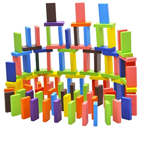 Fiddlys 120 Pcs Colorful Wooden Building Blocks for Kids – Educational Board Game Domino Set for Boys & Girls – Indoor Fun Games & Party Activities – Toys for Ages 3 to 12 Years (12 Colors) (120 Pcs.)