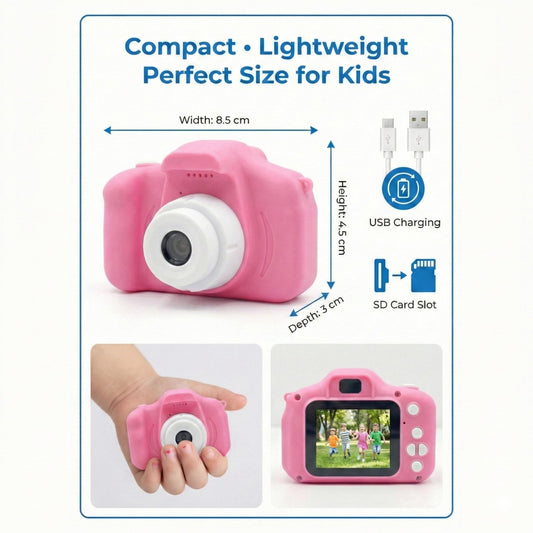 Fiddlys Kids Digital Camera for Boys & Girls (3–10 Years) | 1080p HD Video & 3MP Photos | 2-Inch Screen | USB Rechargeable Portable Mini Camera Toy | Educational Birthday Gift for Kids