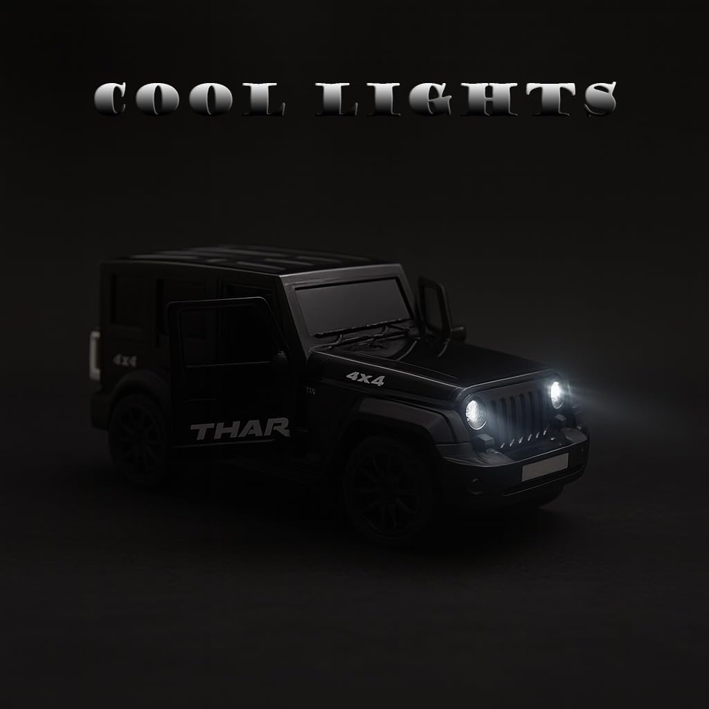 The Flyers Bay 1:16 Scale Remote Control Thar Jeep 4x4 with Lights, Music, and Openable Doors | Built-in Arjan Valley Song | Rechargeable Off-Road SUV Car Toy for Kids
