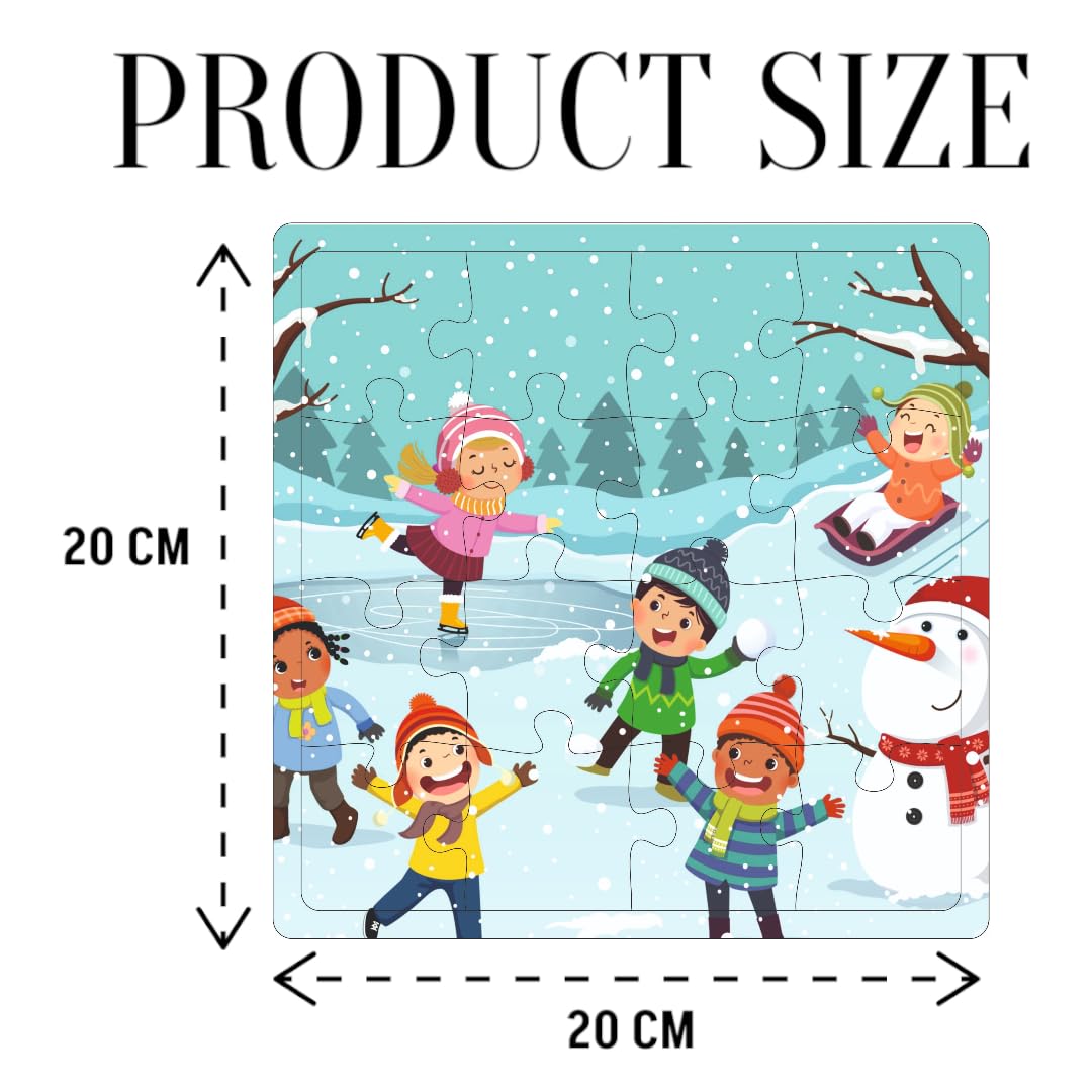 Fiddly's 16-Piece Wooden Jigsaw Puzzles for Kids Ages 3+, Double Layered Wooden Puzzles with Bright Front & Back Print