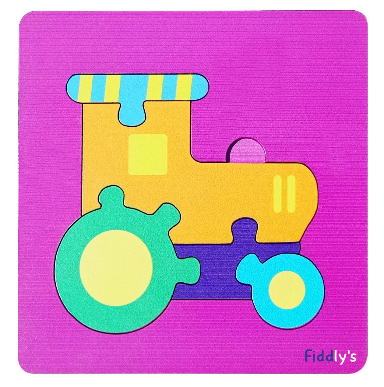 Fiddlys Cute Wooden Toddler Jigsaw Puzzles for Infants & Kids, Eco Friendly Child Kid Montessori Stem Travel Toy