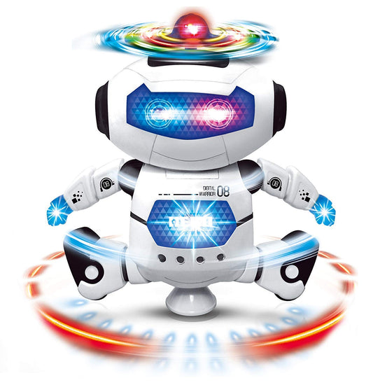 Fiddlys Dancing Robot with 3D Lights & Music – Smart Walking, Sliding & Rotating Robot for Kids | LED Flashing Lights, Battery Operated Interactive Robot for Boys & Girls