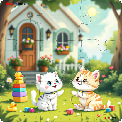 Fiddlys Single Layered Wooden Jigsaw Puzzle Games for Children & Kids -9 Pieces Age 2 3 4 5 6 Year Old Years Old Girls & Boys Animals Jigsaw Puzzle