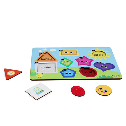 Fiddly's Wooden Puzzle Learning Educational Jigsaw Puzzle 12 Inch x 8 Inch Large Puzzle Toy for Preschool Toddler Kids & Children Age 4+