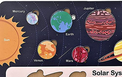 Fiddlys Solar System Wooden Puzzle for Kids & Children Age 4+ Learning Educational Double Layered Wooden Puzzles with Bright Front & Back Print