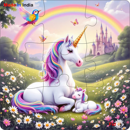 Fiddlys Single Layered Wooden Jigsaw Puzzle Games for Children & Kids -9 Pieces Age 2 3 4 5 6 Year Old Years Old Girls & Boys Animals Jigsaw Puzzle