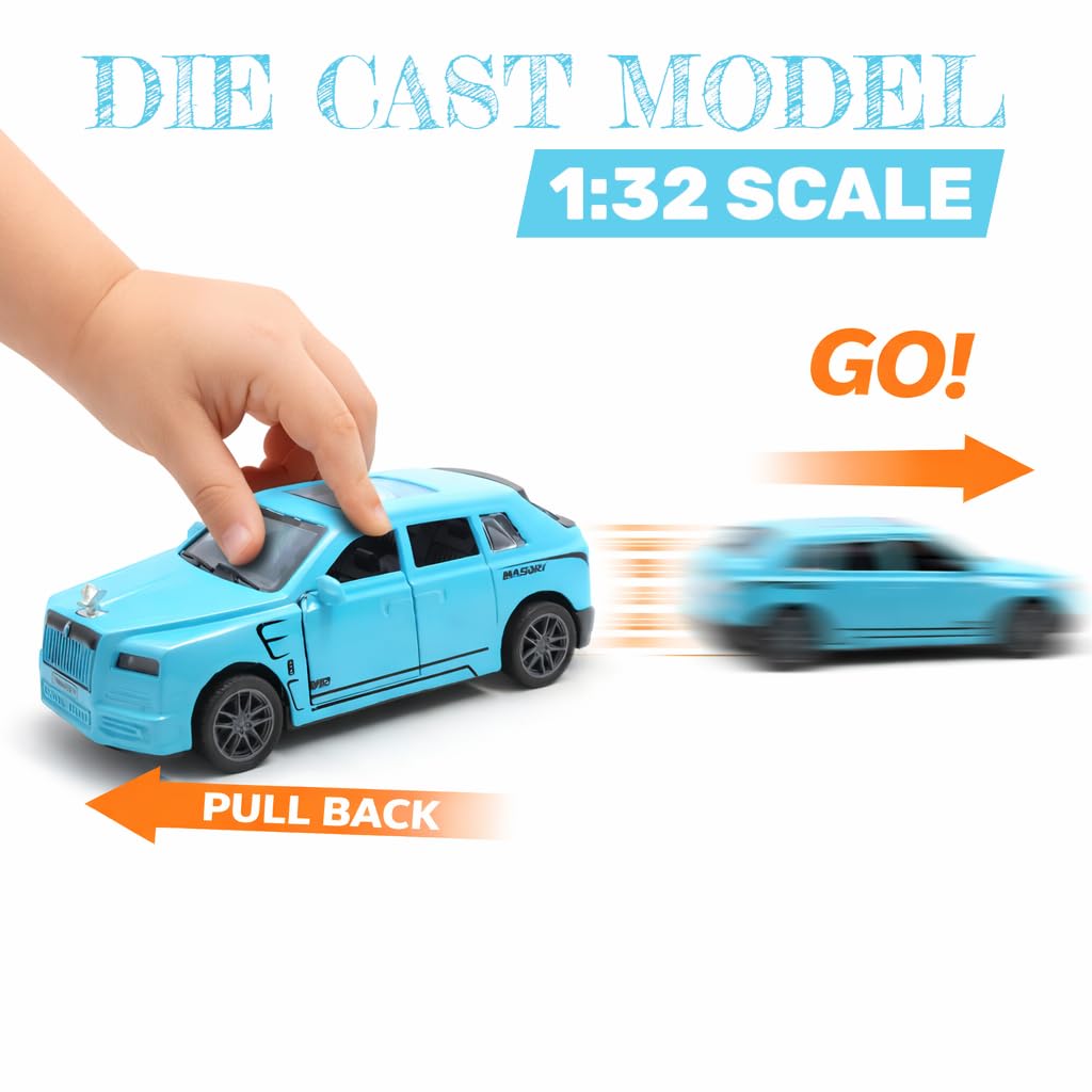 The Flyers Bay 1:32 Scale Die-Cast Metal Toy Vehicle for Kids – Pull-Back Action, Openable Doors, Lights & Music | Realistic Miniature | Gift for Boys & Girls 2+ Years