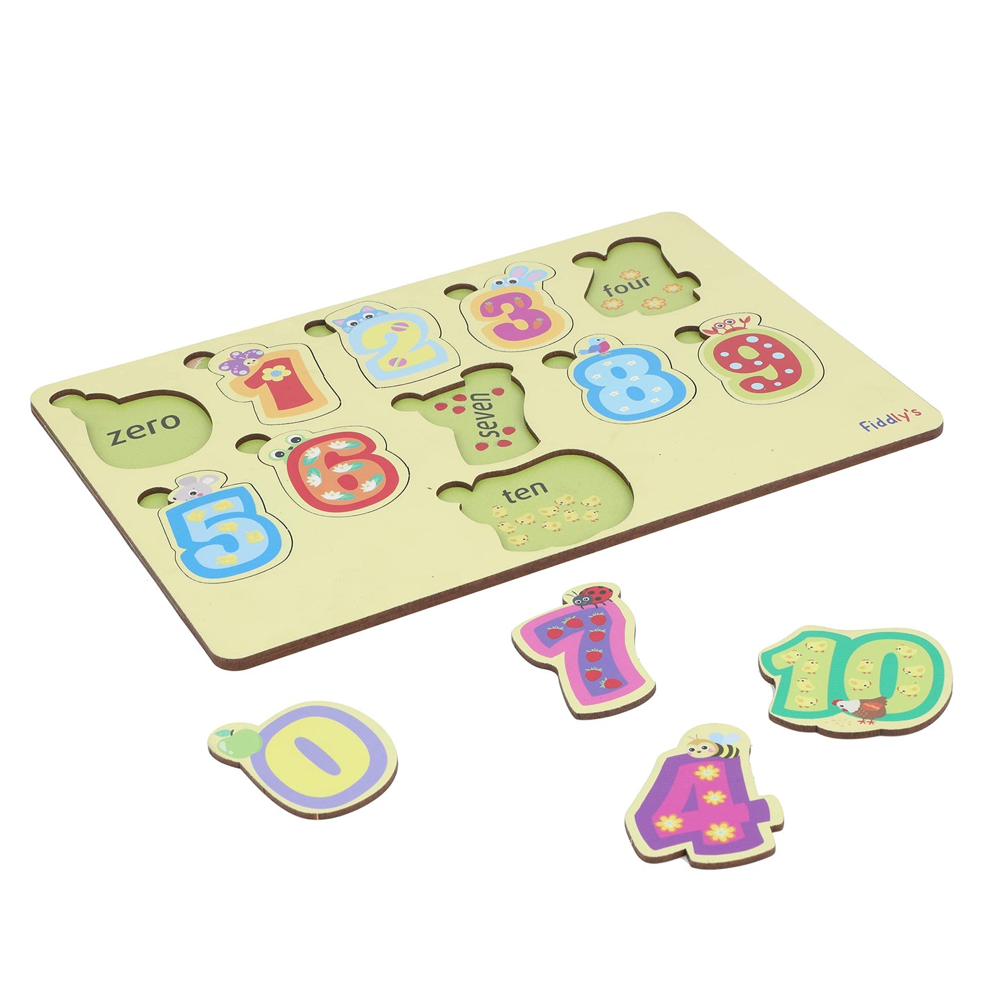 Fiddly's Wooden Puzzle Learning Educational Jigsaw Puzzle 12 Inch x 8 Inch Large Puzzle Toy for Preschool Toddler Kids & Children Age 4+
