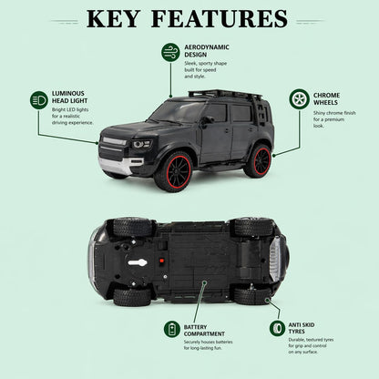 The Flyers Bay Remote Control SUV Car for Kids | Off-Road RC Car with Smoke Effects, Type-C Rechargeable Battery & Inbuilt Music (Arjan Vailly Song) | Toy for Boys & Girls 4+ (Black)
