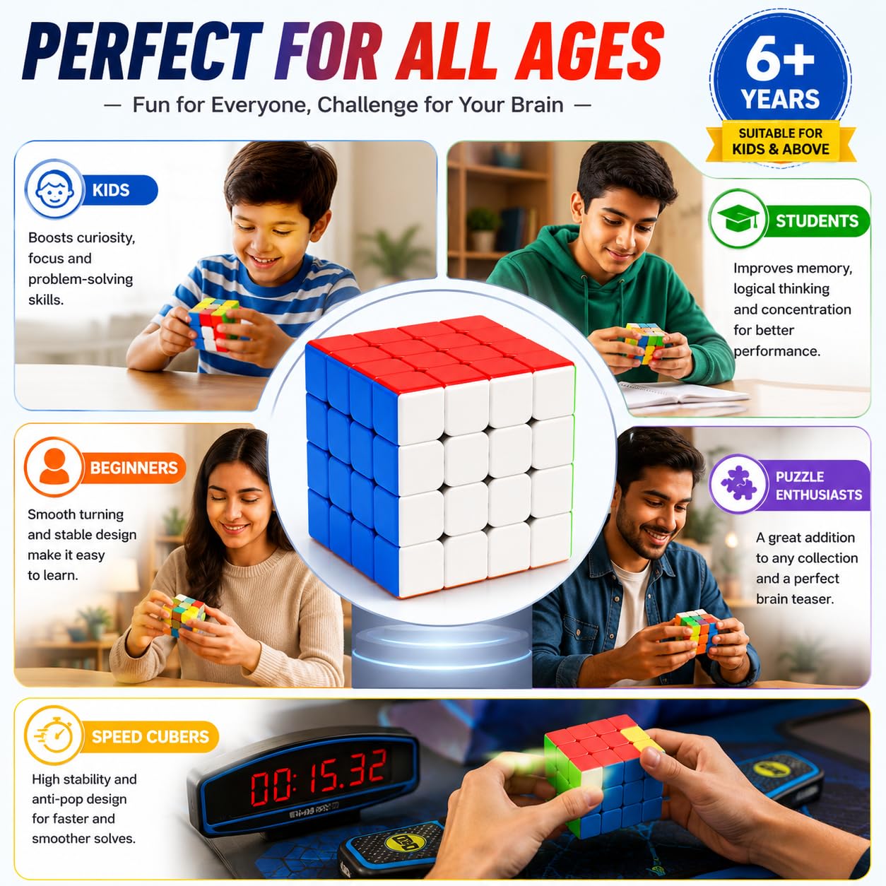 Fiddlys Puzzles High Stability Stickerless Speed Cube