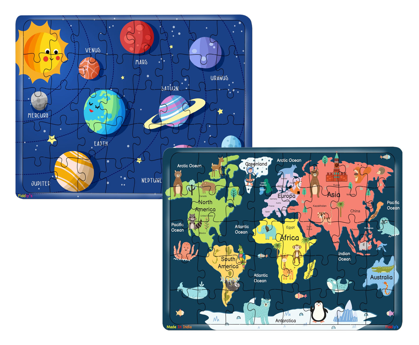 Fiddlys 40 Pcs Paperless Wooden Jigsaw Puzzle for Boys & Girls Learning Educational Toy for 4 Years and Above