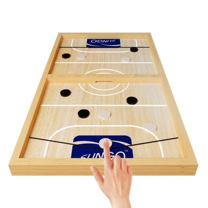Fiddlys Slingo Fastest Finger First Board Game for Adults & Kids Wooden String Hockey Game Sling Puck Board Hockey Toy Perfect for Family Entertainment, Birthday Party, Christmas Gift