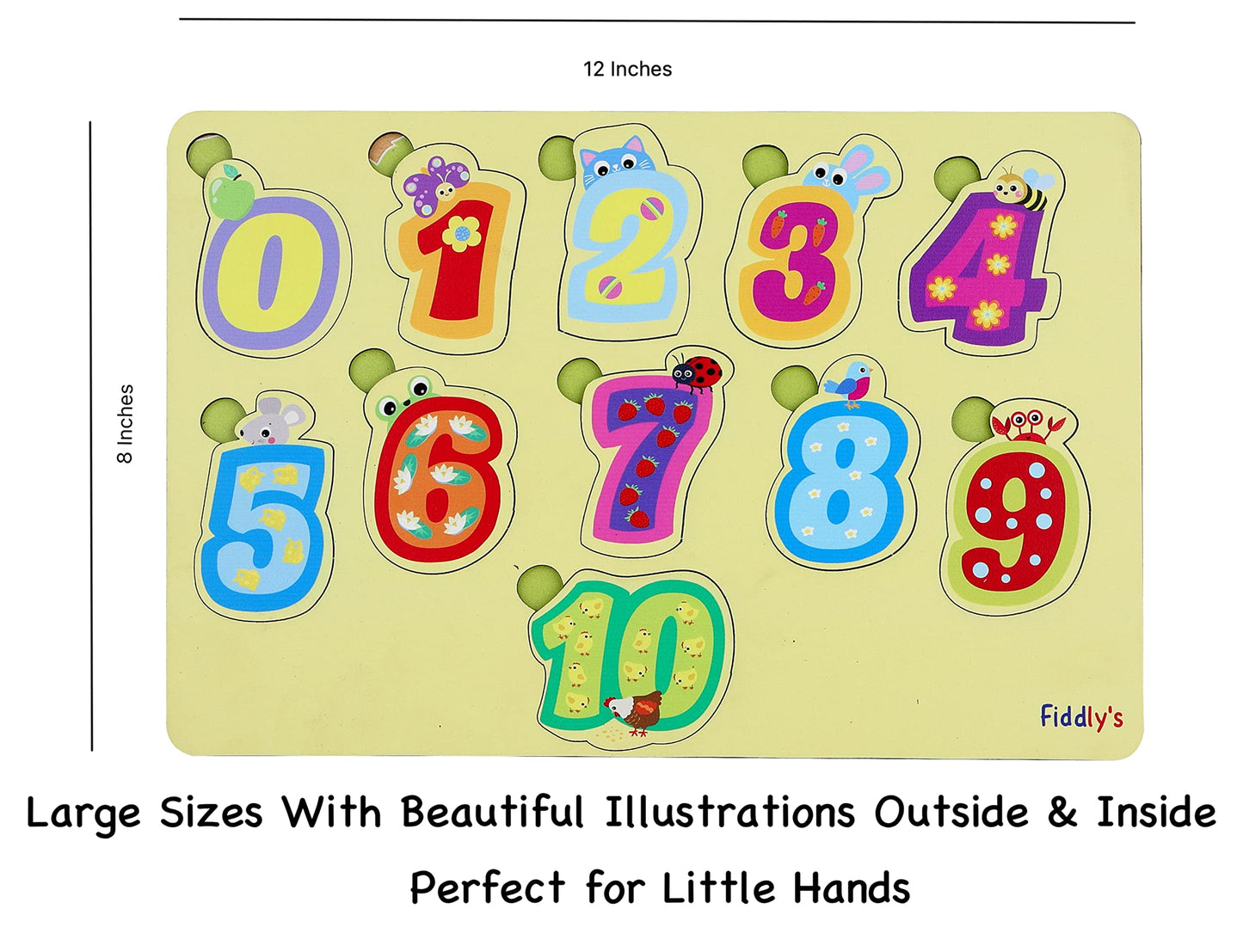 Fiddly's Wooden Puzzle Learning Educational Jigsaw Puzzle 12 Inch x 8 Inch Large Puzzle Toy for Preschool Toddler Kids & Children Age 4+