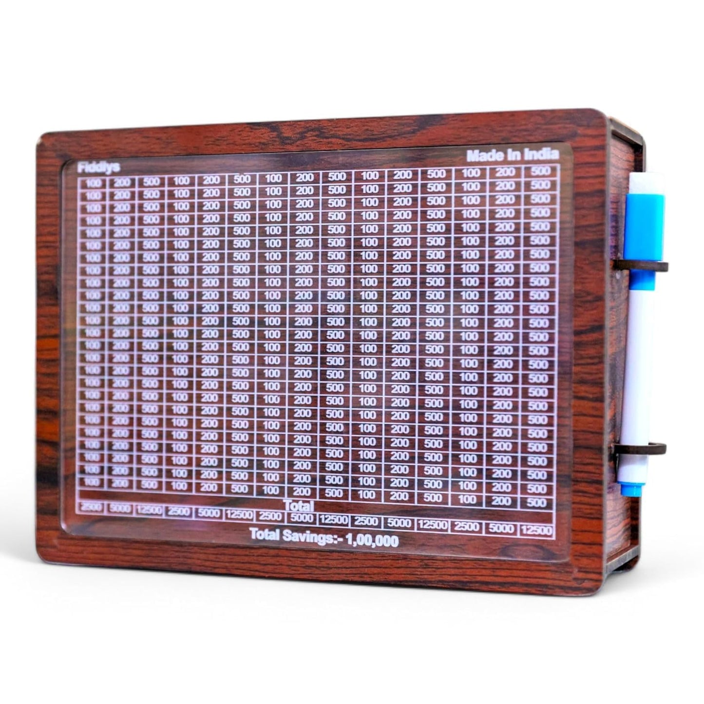 Fiddlys Wooden Money Piggy Bank for 2 3 4 5 6 Years Kids, Savings Challenge Box, Cashbox,Educational Gift for Kids