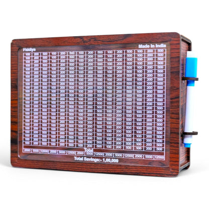 Fiddlys Wooden Money Piggy Bank for 2 3 4 5 6 Years Kids, Savings Challenge Box, Cashbox,Educational Gift for Kids