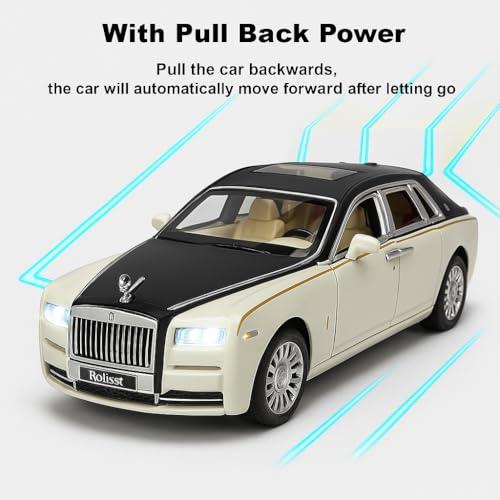 The Flyers Bay 1:32 Die-Cast Rolls-Royce Style Car Toy with Pull-Back Action, Lights & Music, Openable Doors – Premium Metal Miniature Model for Kids 2+ Years