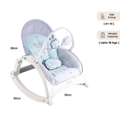 Fiddly's Newborn to Toddler Rock N Play Baby Rocker with Soothing Music and Vibration, Rocker Chair for Baby, Adjustable backrest Recline Feature, Detachable Toy Bar