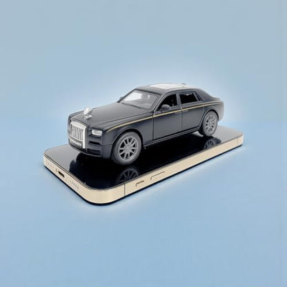 The Flyers Bay 1:32 Scale DieCast Metal Pull-Back Action Openable Doors, Lights and Music Rolls-Royce Phantom Premium Car Toy for Kids Realistic Miniature Model Gift 2+yrs Girls Boys Available (Black)