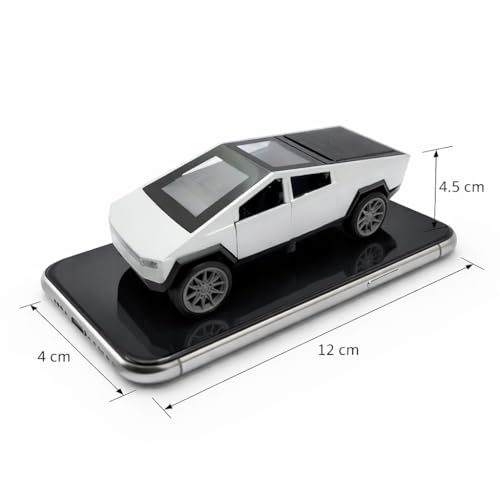 The Flyers Bay 1:32 Scale DieCast Metal Pull-Back Action Openable Doors Lights and Music Rolls-Royce Car Toy for Kids Gift 2 3 4 5 6 Years Girls Boys (Tesla Cybertruck Silver)