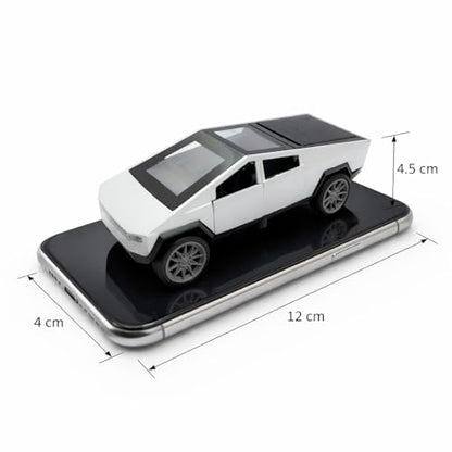 The Flyers Bay 1:32 Scale DieCast Metal Pull-Back Action Openable Doors Lights and Music Rolls-Royce Car Toy for Kids Gift 2 3 4 5 6 Years Girls Boys (Tesla Cybertruck Silver)