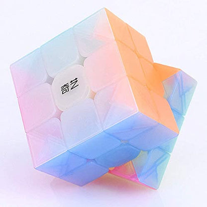 Fiddlys 3x3 Jelly Speed Cube – Stickerless 3x3x3 Magic Cube Puzzle for Kids & Adults | Smooth Rotation, Vibrant Colors & Stress Relief Toy | Brain-Boosting Learning Puzzle for All Ages