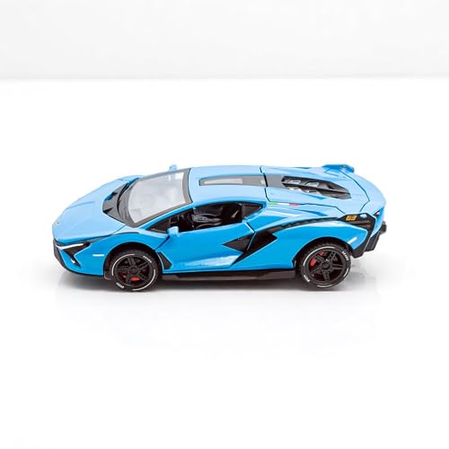 The Flyers Bay 1:32 Scale DieCast Metal Pull-Back Action Openable Doors Premium Car Toy for Kids Realistic Miniature Model Gift 2+yrs Girls Boys (Sky Blue)