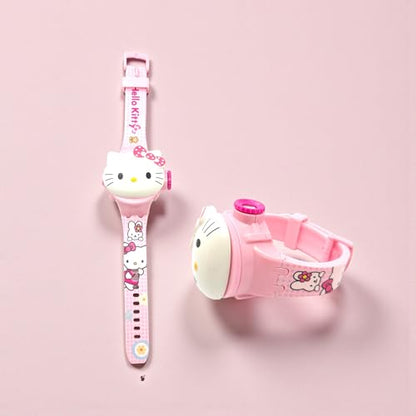 Fiddlys Kids Projection Watch Toy – Cartoon Digital Watch with 6 Image Projector, Adjustable Strap, Birthday Return Gift for Boys & Girls Age 3+ (Pink)