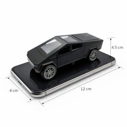The Flyers Bay 1:32 Scale Die-Cast Metal Futuristic Pickup Truck Toy – with Lights, Sounds, and Pull-Back Action Kids Gift 2 3 4 5 6 Years Girls Boys (Tesla Cybertruck Black)