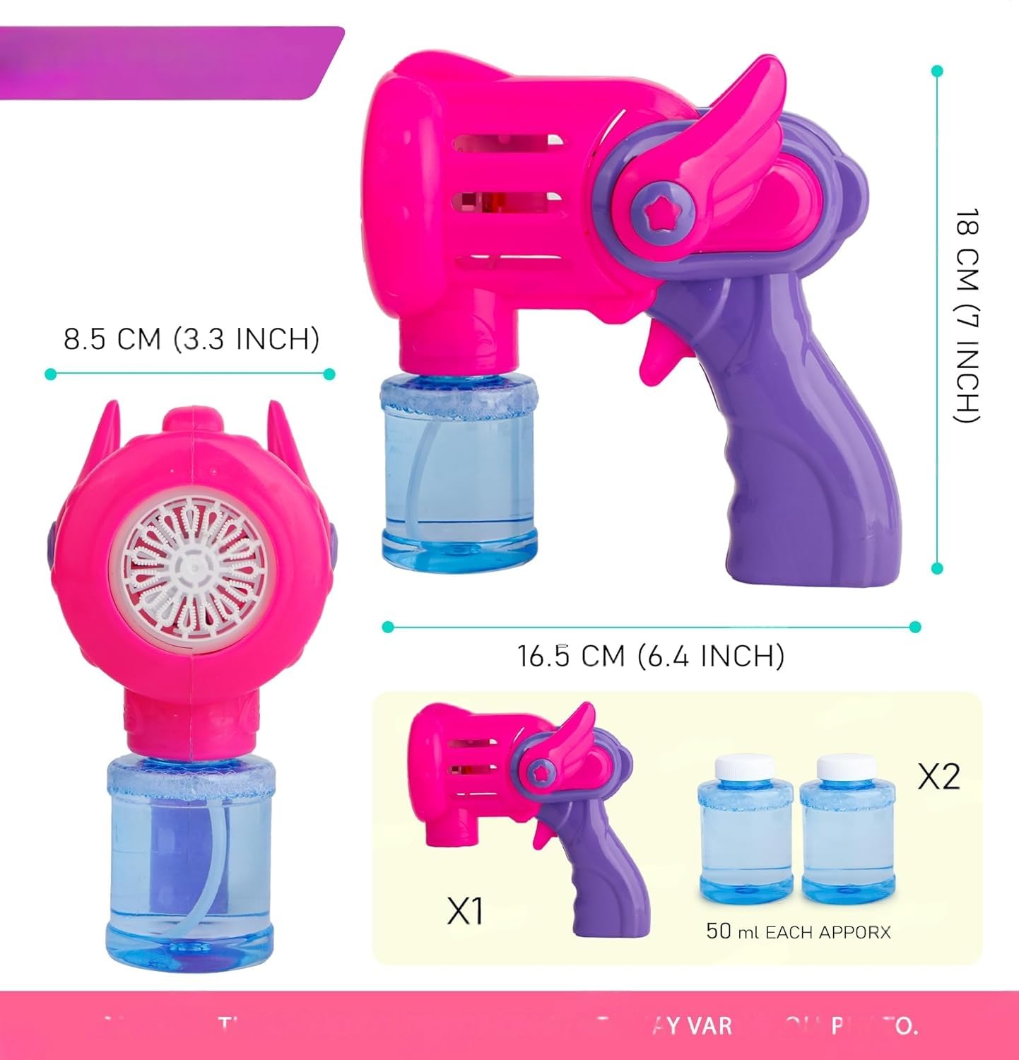 The Flyers Bay Rechargeable Bubble Gun Toy for Kids | Automatic Bubble Maker with 2 Bubble Solution Bottles | Bubble Blower Machine for Outdoor Fun | Toy for Boys & Girls |