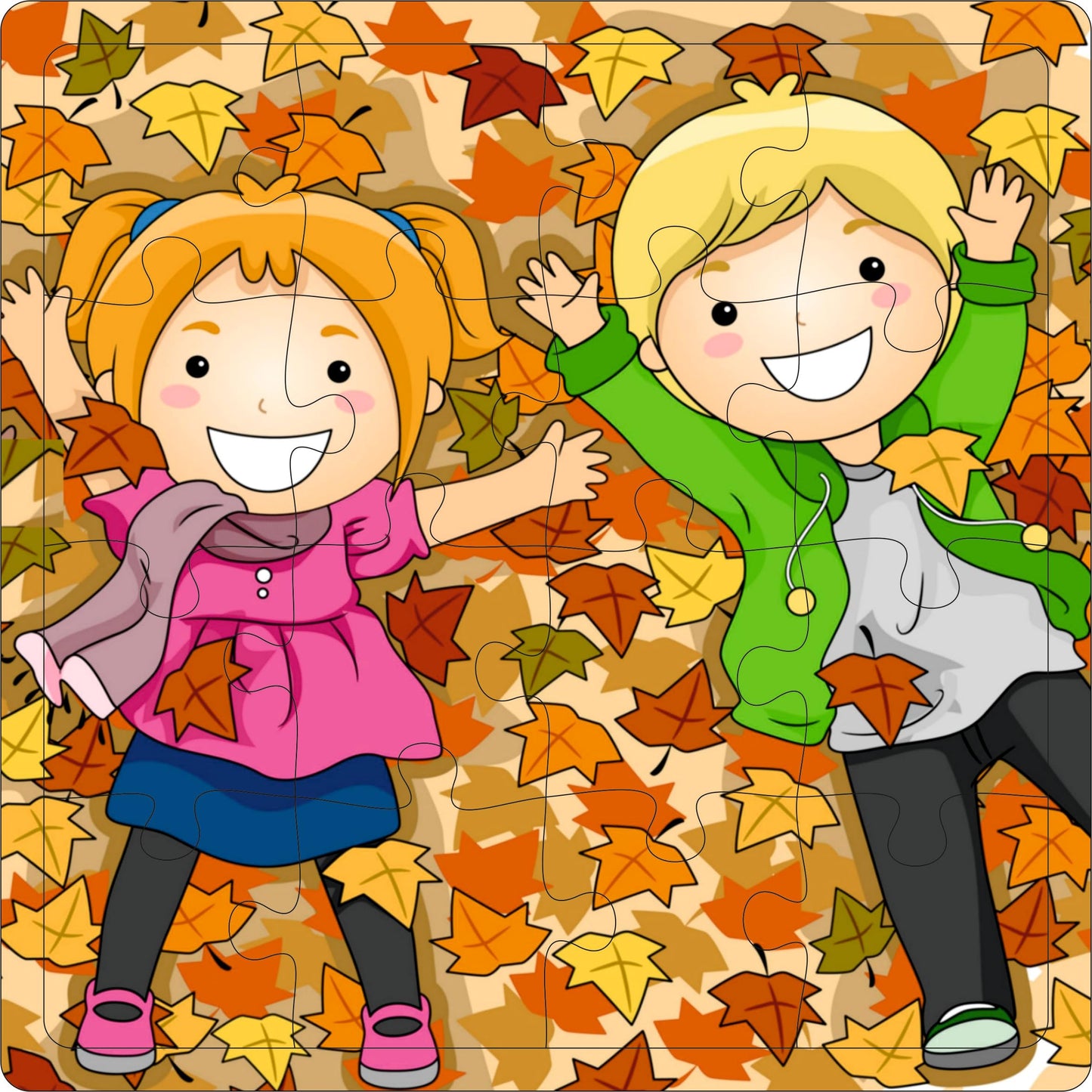 Fiddly's 16-Piece Wooden Jigsaw Puzzles for Kids Ages 3+, Double Layered Wooden Puzzles with Bright Front & Back Print