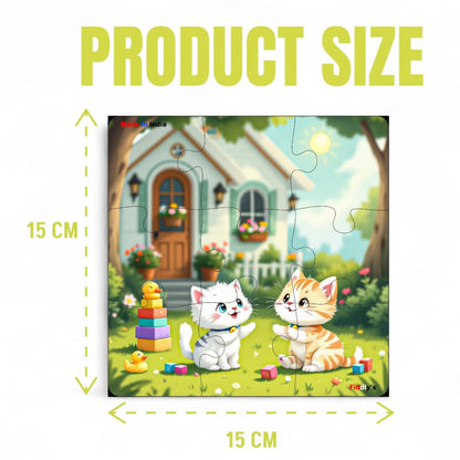 Fiddlys Single Layered Wooden Jigsaw Puzzle Games for Children & Kids -9 Pieces Age 2 3 4 5 6 Year Old Years Old Girls & Boys Animals Jigsaw Puzzle