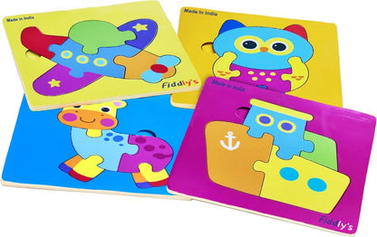 Fiddlys Cute Wooden Toddler Jigsaw Puzzles for Infants & Kids, Eco Friendly Child Kid Montessori Stem Travel Toy