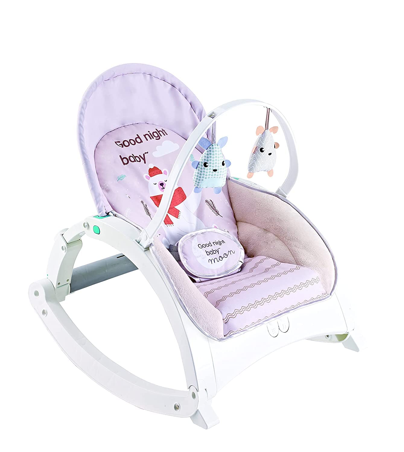 Fiddly's Newborn to Toddler Rock N Play Baby Rocker with Soothing Music and Vibration, Rocker Chair for Baby, Adjustable backrest Recline Feature, Detachable Toy Bar