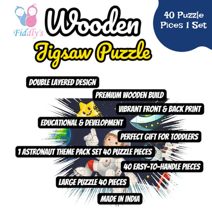 Fiddlys 40 Pcs Paperless Wooden Jigsaw Puzzle for Boys & Girls Learning Educational Toy for 4 Years and Above