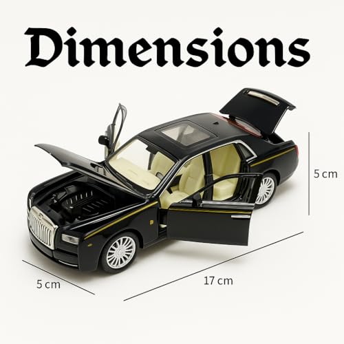 The Flyers Bay 1:32 Scale DieCast Metal Pull-Back Action Openable Doors Premium Rolls-Royce Car Toy for Kids Realistic Miniature Model Gift 2+yrs Girls Boys (Black)