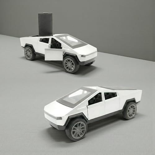 The Flyers Bay 1:32 Scale DieCast Metal Pull-Back Action Openable Doors Lights and Music Rolls-Royce Car Toy for Kids Gift 2 3 4 5 6 Years Girls Boys (Tesla Cybertruck Silver)