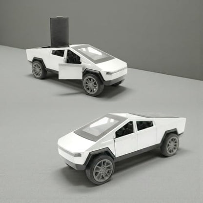 The Flyers Bay 1:32 Scale DieCast Metal Pull-Back Action Openable Doors Lights and Music Rolls-Royce Car Toy for Kids Gift 2 3 4 5 6 Years Girls Boys (Tesla Cybertruck Silver)
