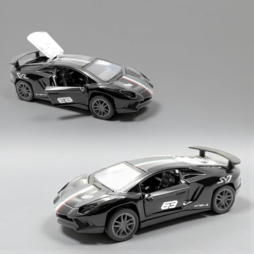 The Flyers Bay 1:32 Scale DieCast Metal Pull-Back Action Openable Doors Premium Car Toy for Kids Realistic Miniature Model Gift 2+yrs Girls Boys (Black)
