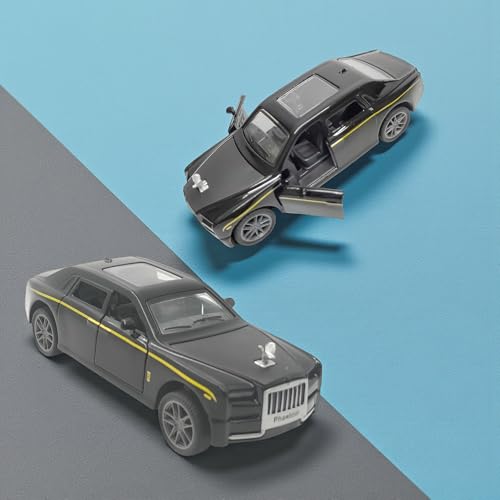 The Flyers Bay 1:32 Scale DieCast Metal Pull-Back Action Openable Doors, Lights and Music Rolls-Royce Phantom Premium Car Toy for Kids Realistic Miniature Model Gift 2+yrs Girls Boys Available (Black)
