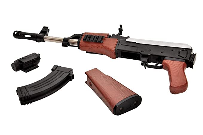 Fiddlys Ak 47 Toy Gun/Shooting Gun for Kids with Laser Light and 500 Bullets Guns & Darts,Brown