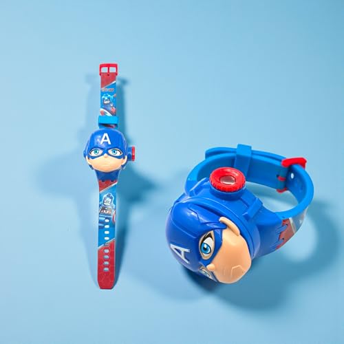 Fiddlys Kids Projection Watch Toy – Cartoon Digital Watch with 6 Image Projector, Adjustable Strap, Birthday Return Gift for Boys & Girls Age 3+ (Blue)