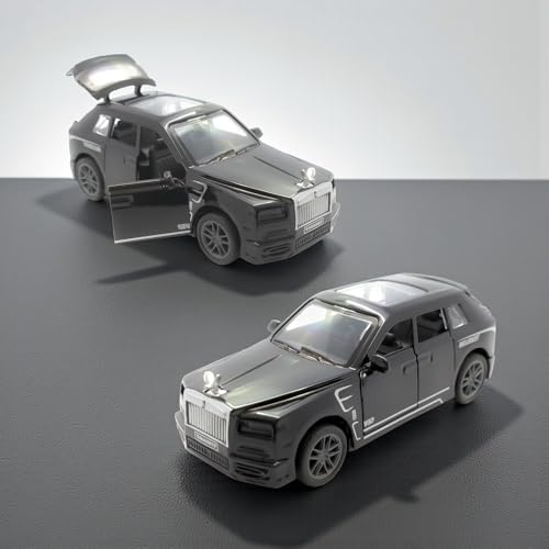 The Flyers Bay 1:32 Scale DieCast Metal Pull-Back Action Openable Doors Lights and Music Rolls-Royce Cullinan Premium Car Toy for Kids Realistic Miniature Model Gift 2+yrs Girls Boys (Black)