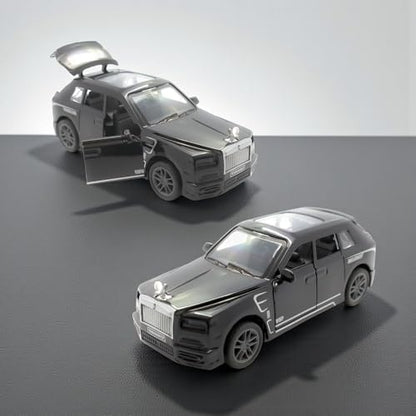 The Flyers Bay 1:32 Scale DieCast Metal Pull-Back Action Openable Doors Lights and Music Rolls-Royce Cullinan Premium Car Toy for Kids Realistic Miniature Model Gift 2+yrs Girls Boys (Black)