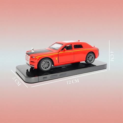 The Flyers Bay 1:32 Scale DieCast Metal Pull-Back Action Openable Doors, Lights and Music Rolls-Royce Phantom Premium Car Toy for Kids Realistic Miniature Model Gift 2+yrs Girls Boys Available (Red)
