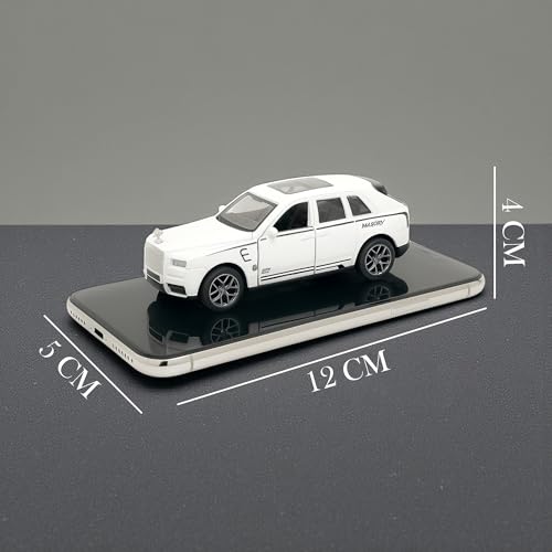 The Flyers Bay 1:32 Scale DieCast Metal Pull-Back Action Openable Doors Lights and Music Rolls-Royce Cullinan Premium Car Toy for Kids Realistic Miniature Model Gift 2+yrs Girls Boys (White)