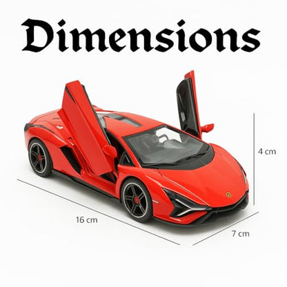 The Flyers Bay 1:32 Scale DieCast Metal Pull-Back Action Openable Doors Premium Car Toy for Kids Realistic Miniature Model Gift 2+yrs Girls Boys (Red)