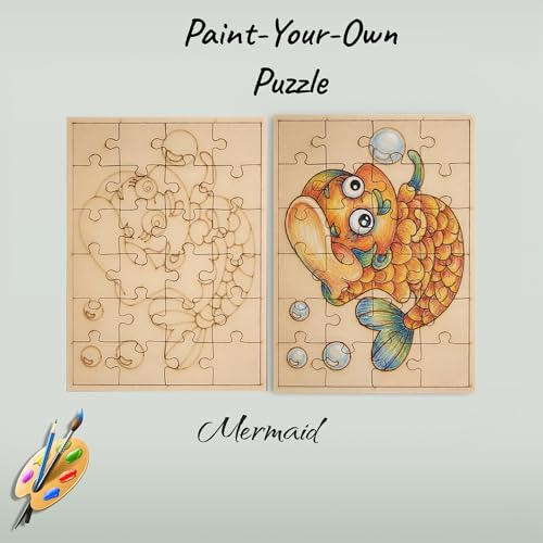 Fiddlys DIY Color Fill Wooden Jigsaw Puzzle Set for Kids (Age 4+) | 3-in-1 Paint-Your-Own Puzzle Collection | 24 Pieces Each Puzzle | Educational Toy (Fantasy Heroes)